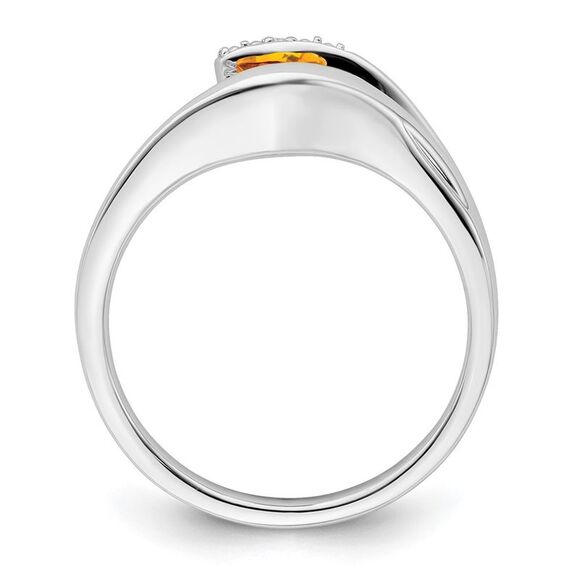 Kazi Luxury 14k White Gold Trillion Citrine and Diamond Ring